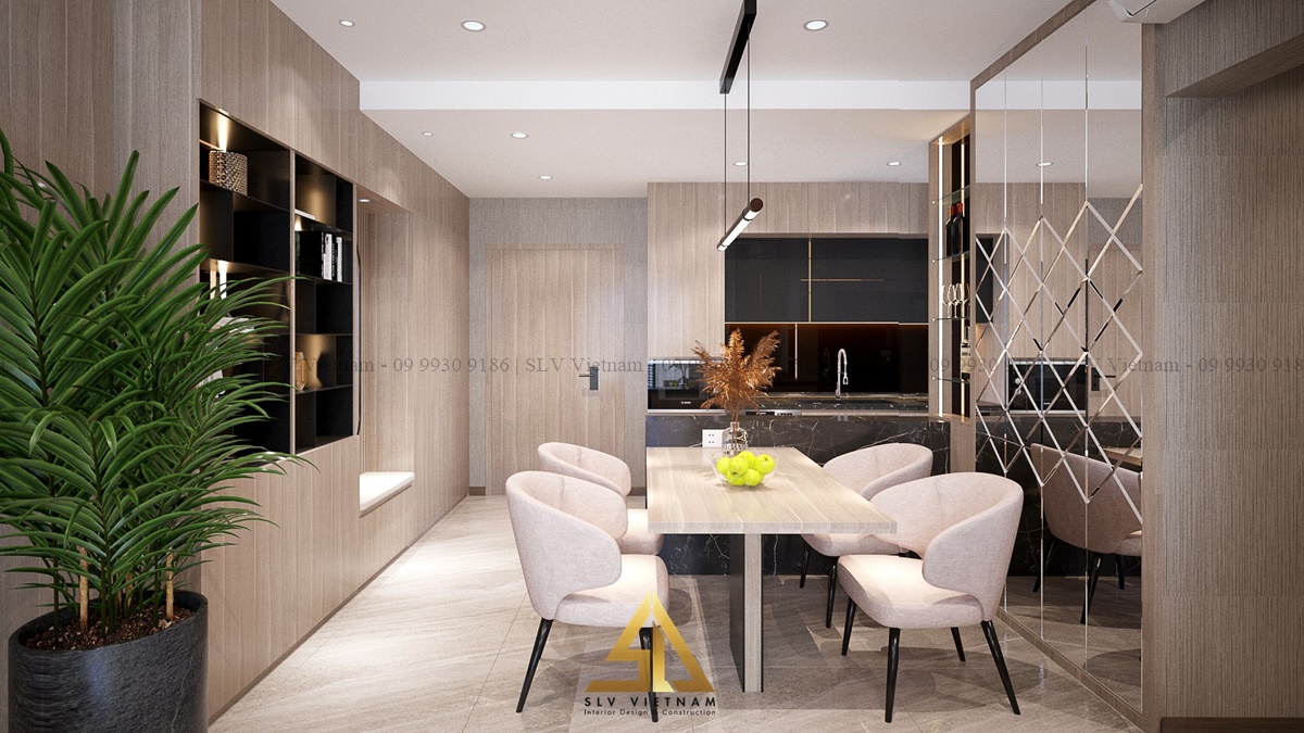 Thiết kế phòng ăn liền phòng bếp