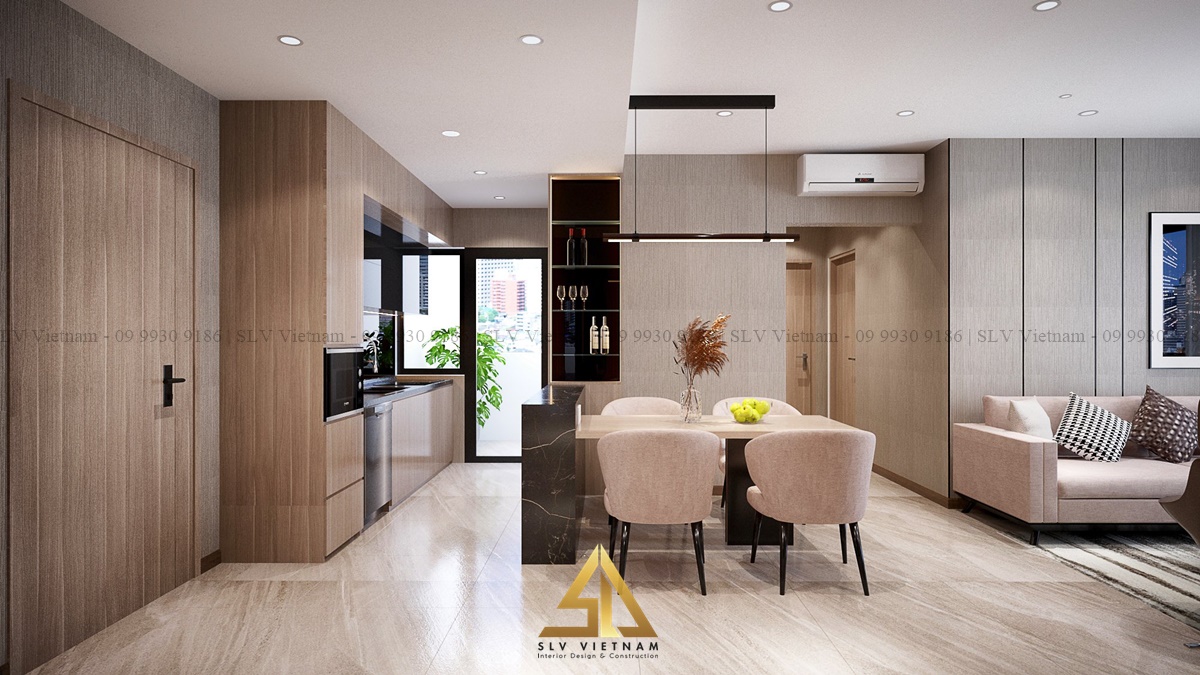Thiết kế không gian mở cho phòng khách và bếp