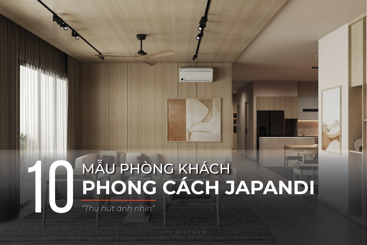 Mẫu phòng khách phong cách Japandi