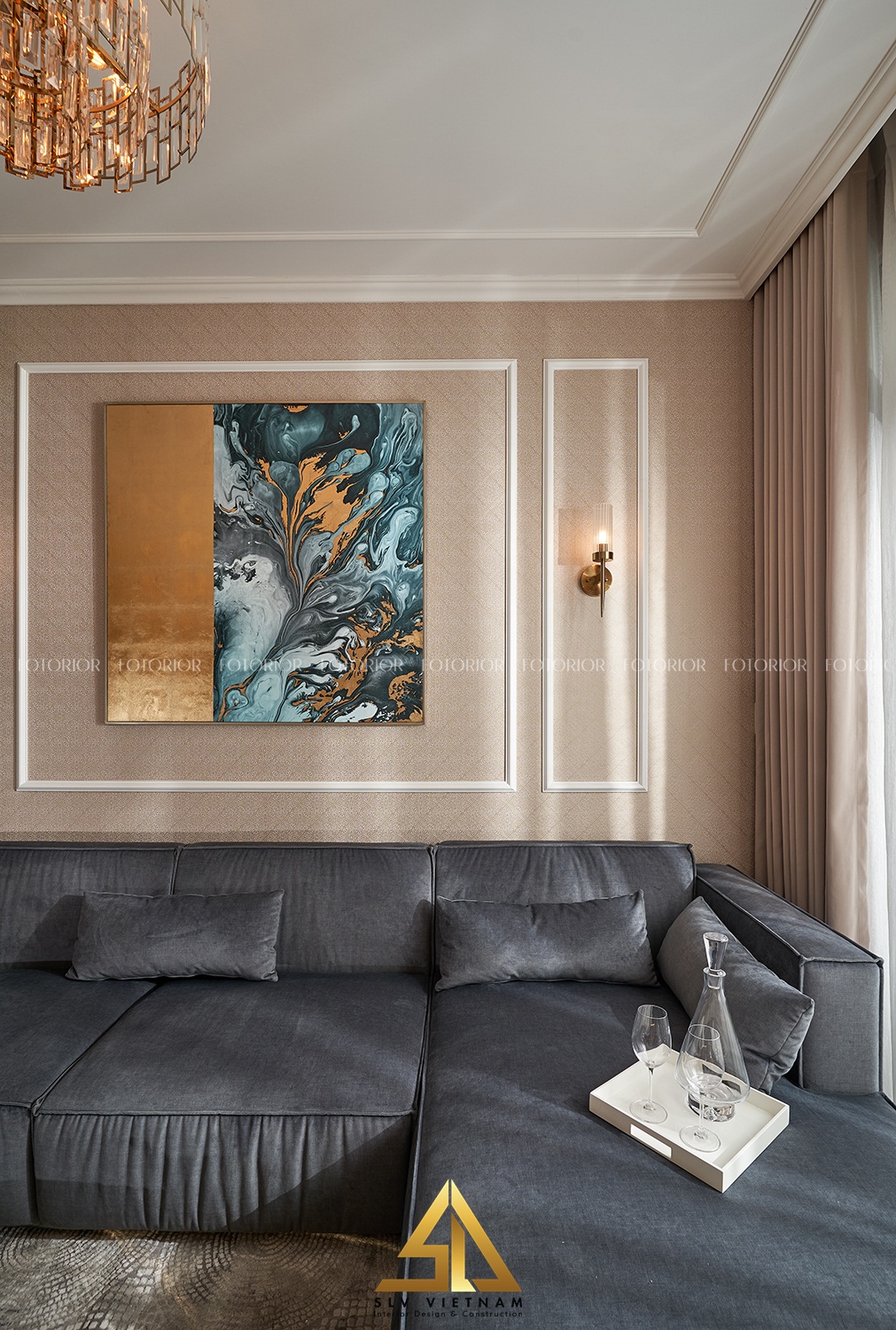 View phòng khách 6 - Thi công nội thất chung cư Jamila Khang Điền