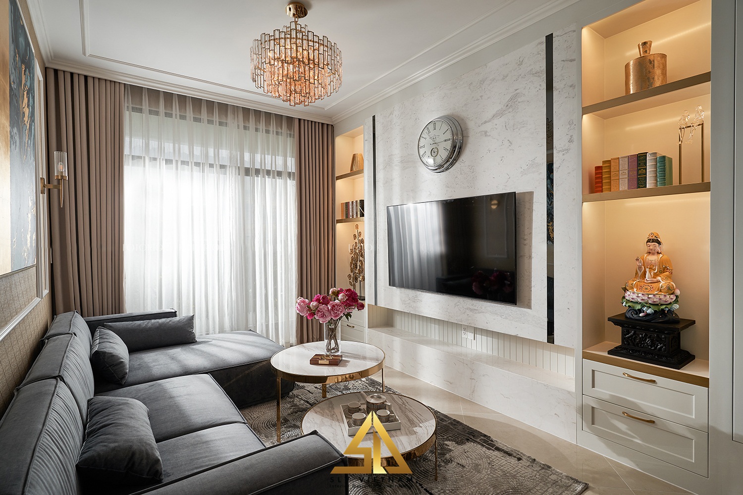 View phòng khách 2 - Thiết kế nội thất chung cư Jamila Khang Điền