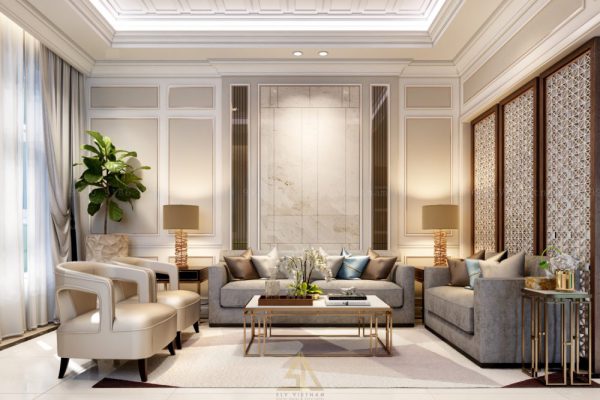 Thiết kế thi công nội thất biệt thự Tân cổ điển