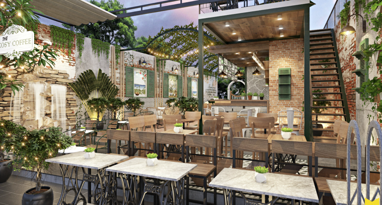 Thiết kế nội thất quán cafe sân vườn