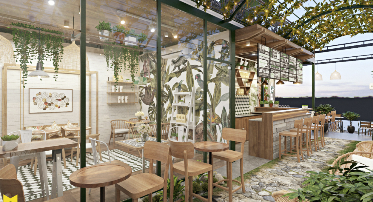 Thiết kế nội thất quán cafe sân vườn