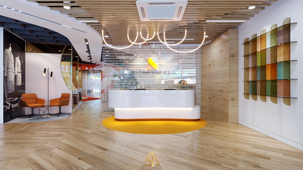 Văn phòng công ty đẹp ở quầy lễ tân (Nguồn ảnh: SLV Vietnam)