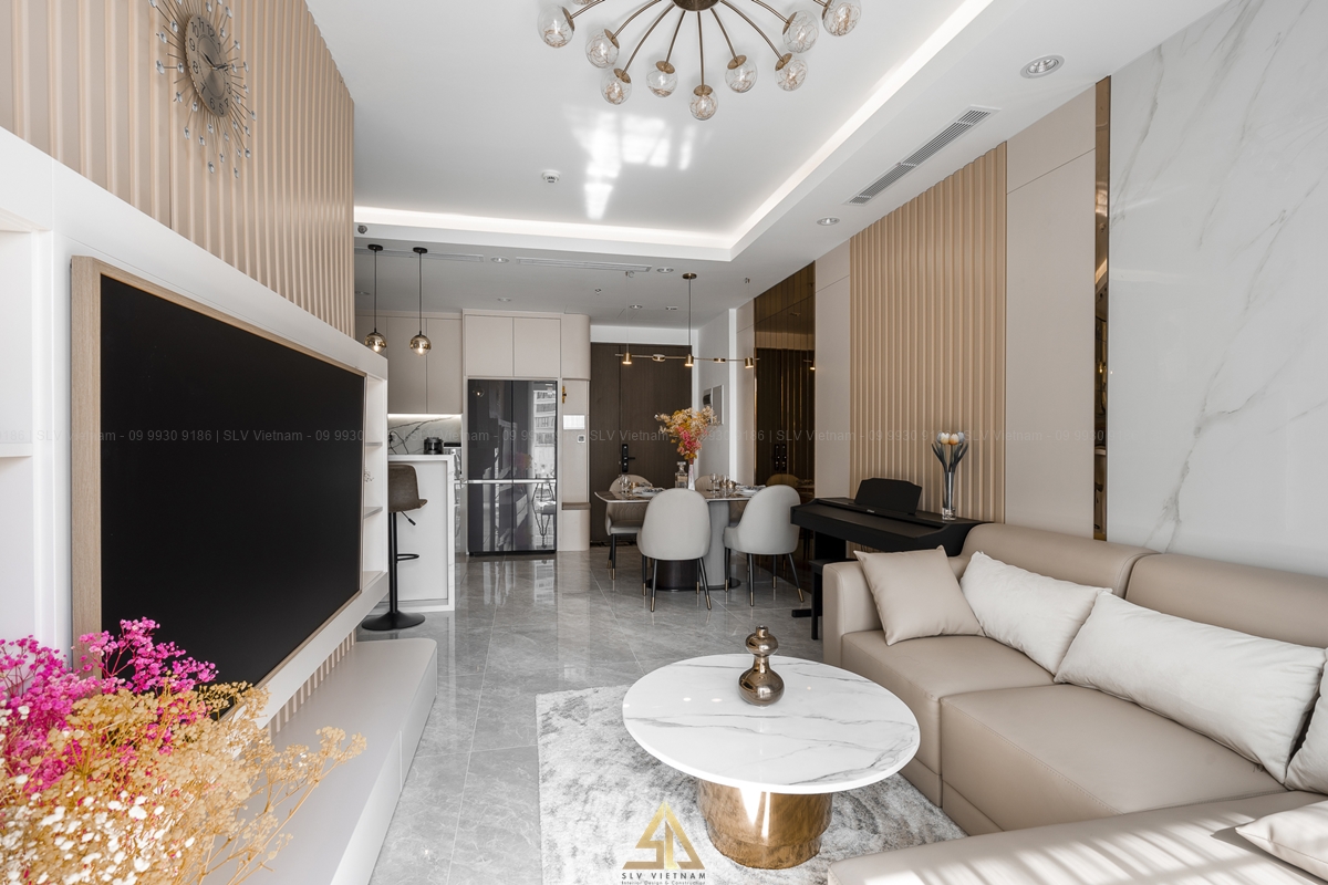 Phòng khách được thiết kế theo phong cách Mix & Match (Nguồn ảnh: SLV Vietnam)