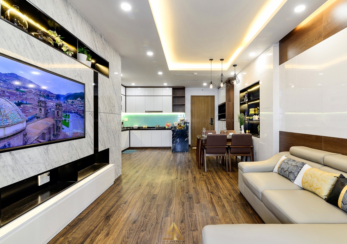 Thiết kế không gian mở cho phòng khách và phòng bếp (Nguồn ảnh: SLV Vietnam)