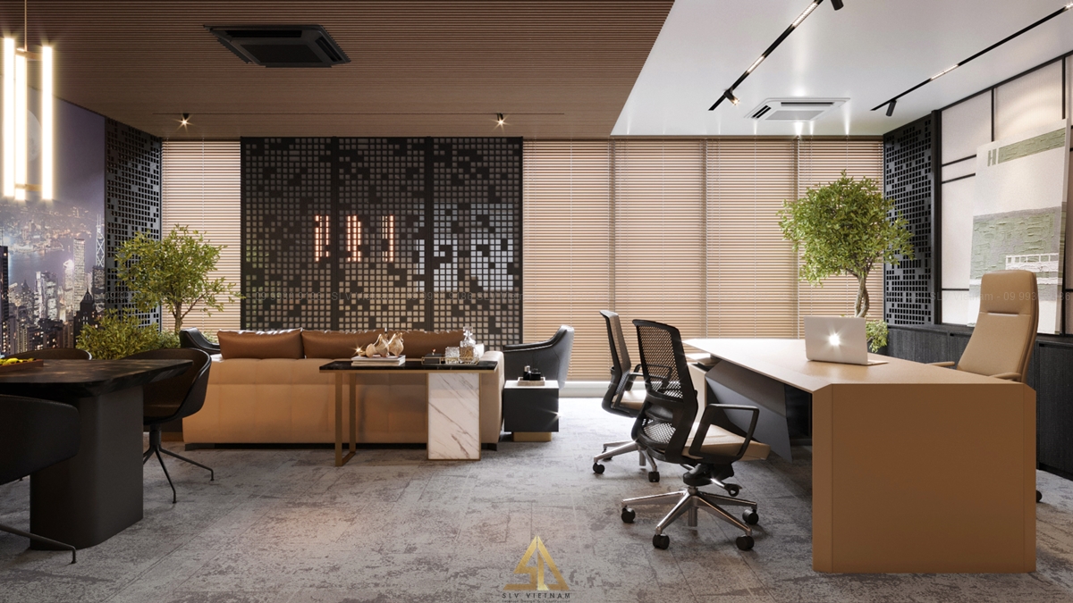 Nội thất văn phòng đẹp phòng giám đốc và lãnh đạo (Nguồn ảnh: SLV Vietnam)