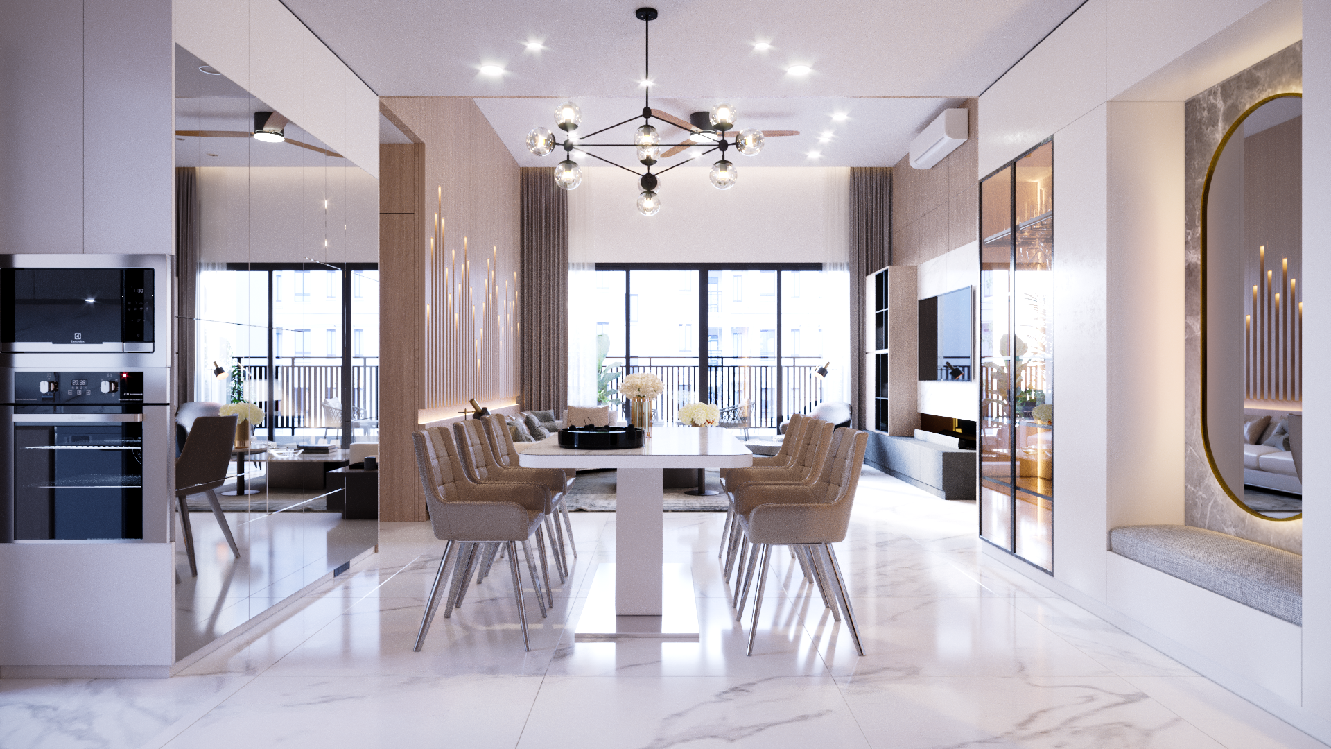 Thiet ke noi that chung cu The View Riviera Point - View phong khach 1