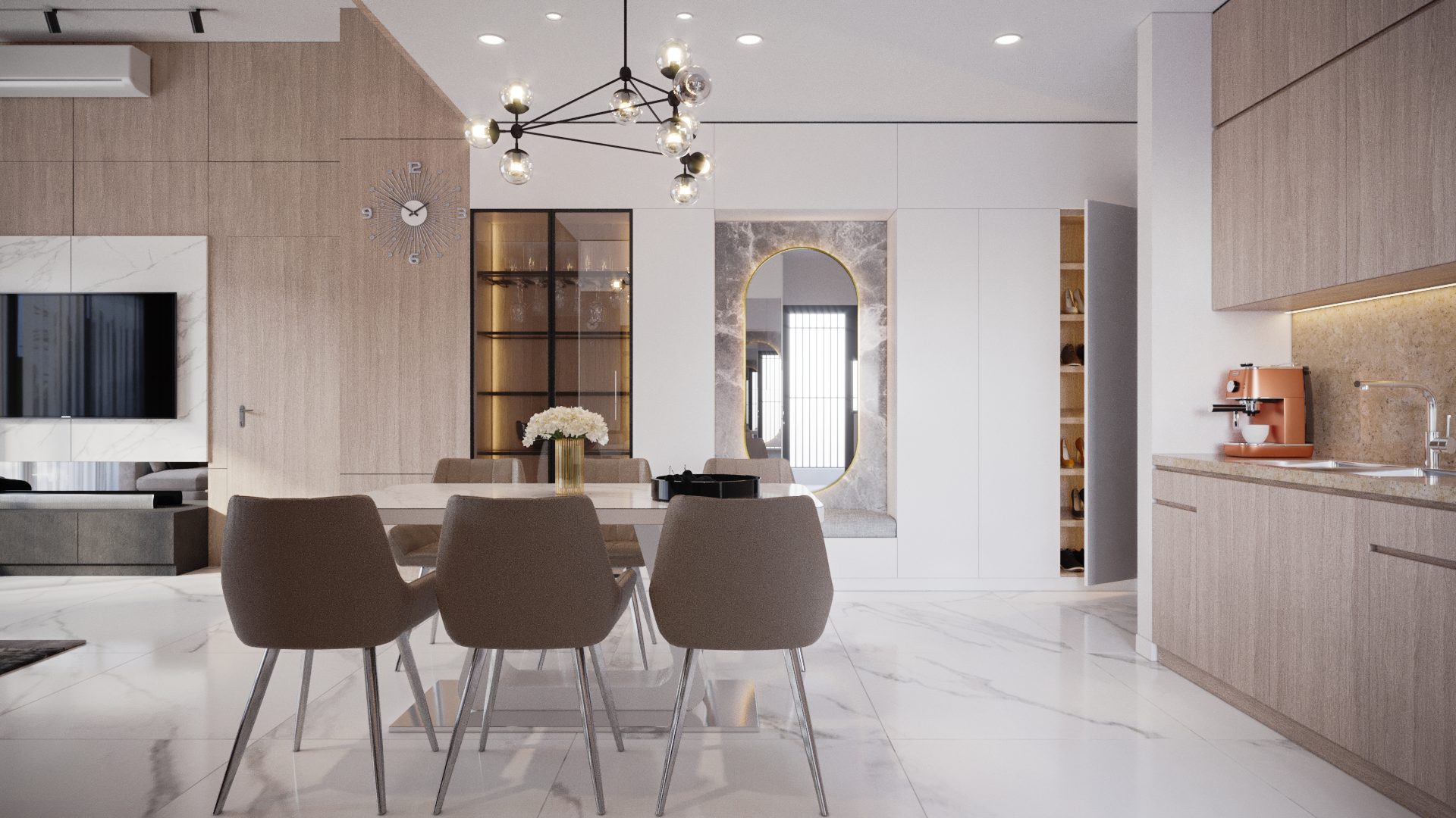 Thiet ke noi that can ho 2 phong ngu The View Riviera Point - View phong bep 3