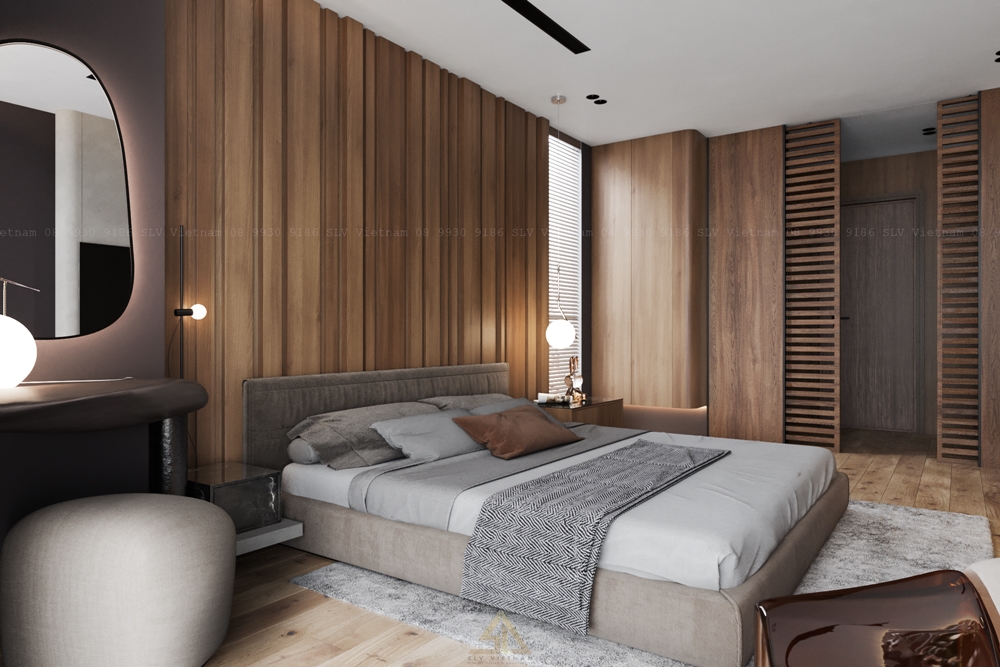 Giường ngủ thiết kế cấu tạo nhiều lớp tăng cảm giác ấm áp - Căn hộ The Peak Midtown