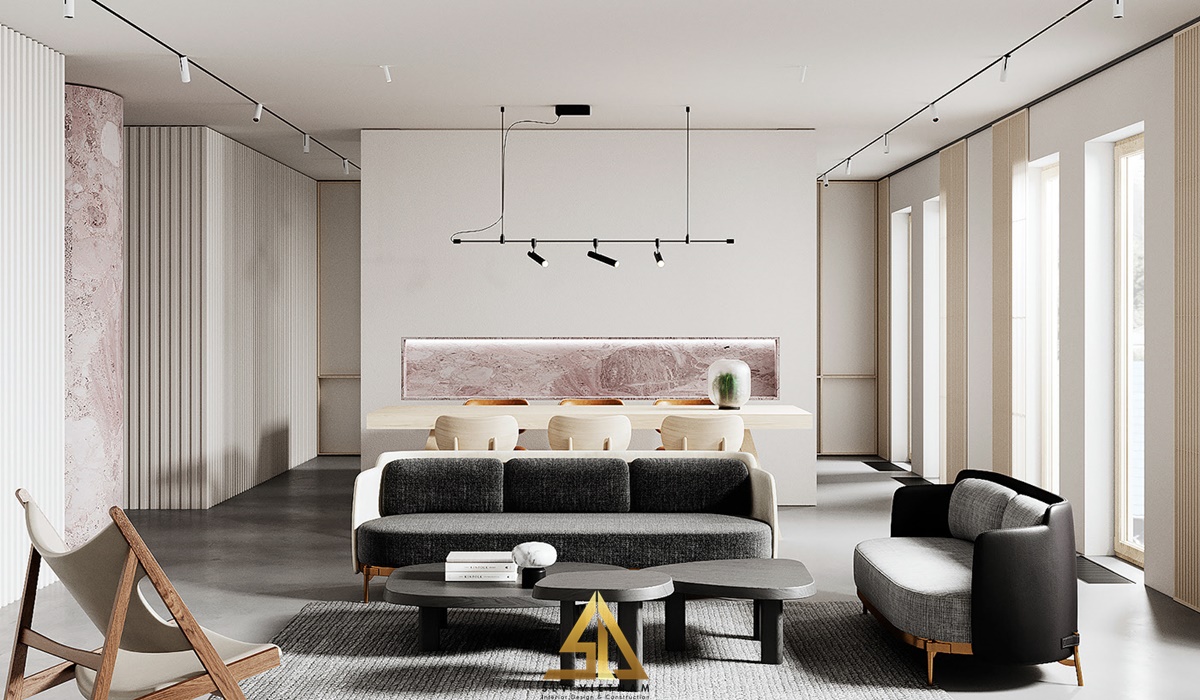 Ghế sofa màu đen tạo điểm nhấn