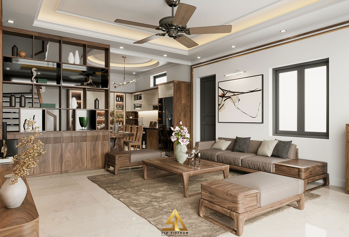 Nội thất phòng khách gỗ tự nhiên