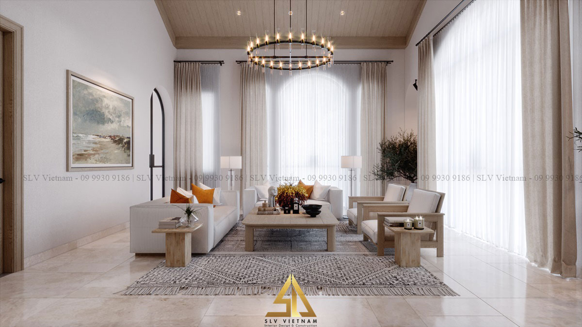 Thiết kế nội thất phòng khách 20m2 hài hòa, ấn tượng