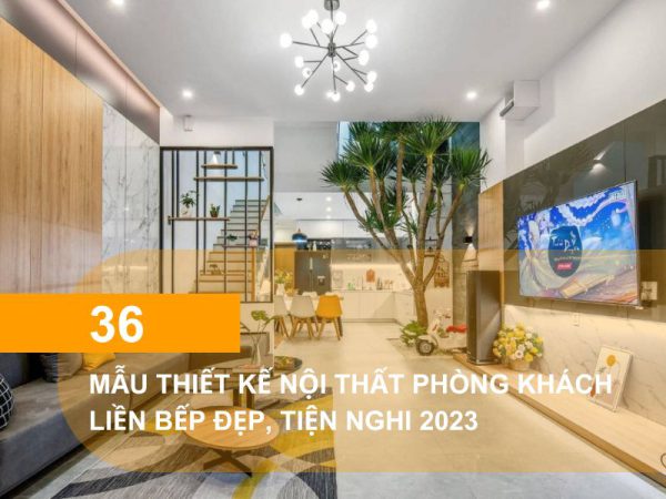 Mẫu thiết kế nội thất phòng khách liền bếp