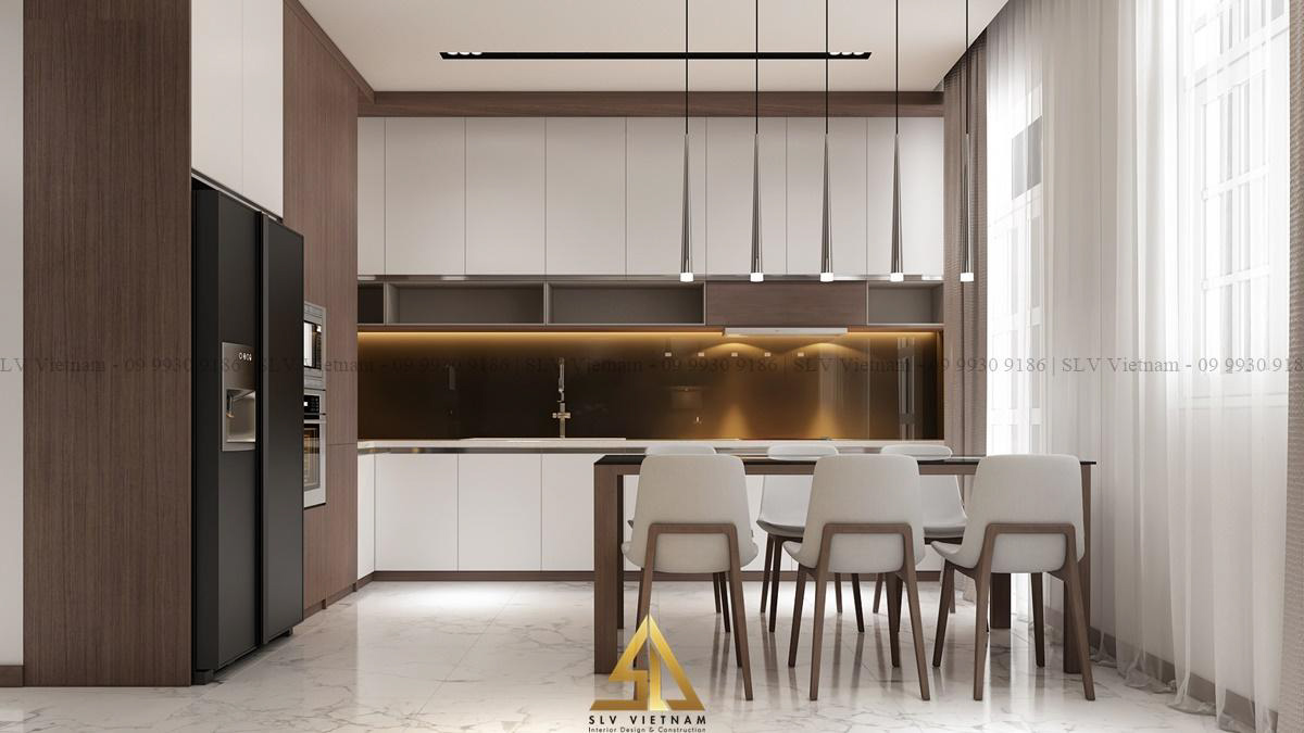 Bố trí hệ thống đèn thuận tiện sinh hoạt phòng bếp (Dự án của SLV Vietnam)