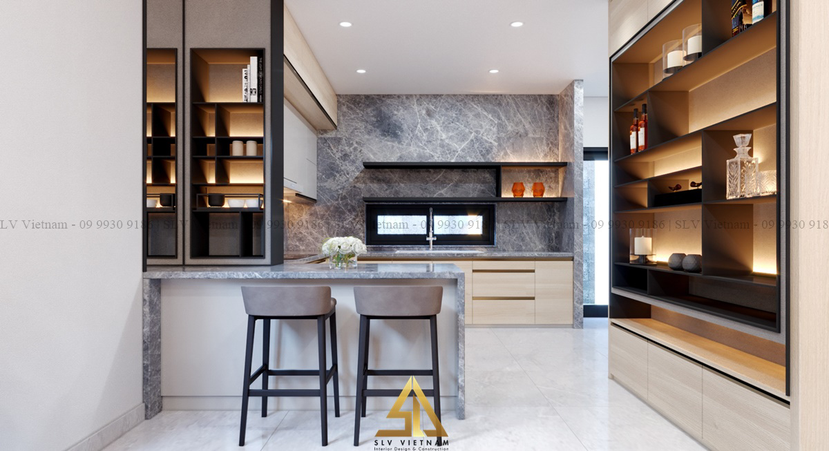 Quầy bar nhỏ gọn, thông thoáng ( Dự án của SLV Vietnam )