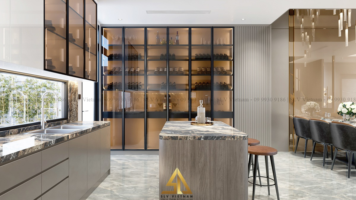 Quầy bar ốp đá dễ vệ sinh (Dự án của SLV Vietnam)