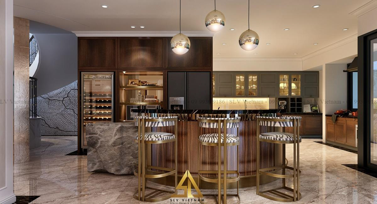 Quầy bar thiết kế bo tròn đẹp mắt ( Dự án của SLV Vietnam )