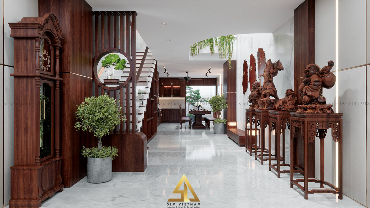 Trang trí tượng gỗ điêu khắc mang tính phong thủy (Dự án của SLV Vietnam)