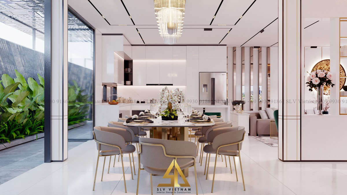 Bàn ăn lớn cho gia đình sum họp ( Dự án của SLV Vietnam )
