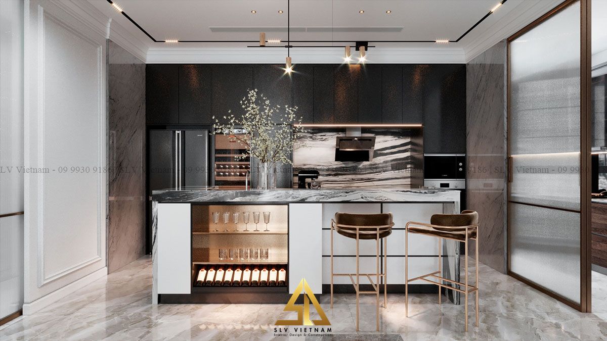 Bàn bếp kết hợp quầy bar (Nguồn ảnh: SLV Vietnam)