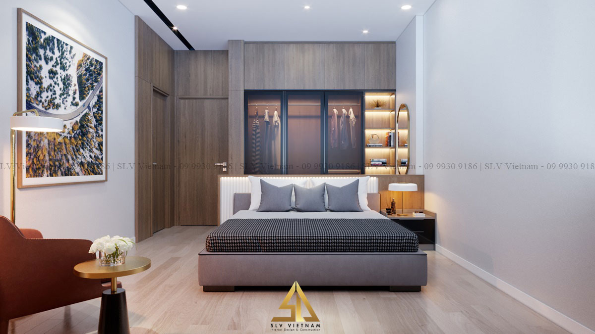 Bố trí nội thất phòng ngủ khoa học giúp tối ưu được không gian (Dự án của SLV Vietnam)