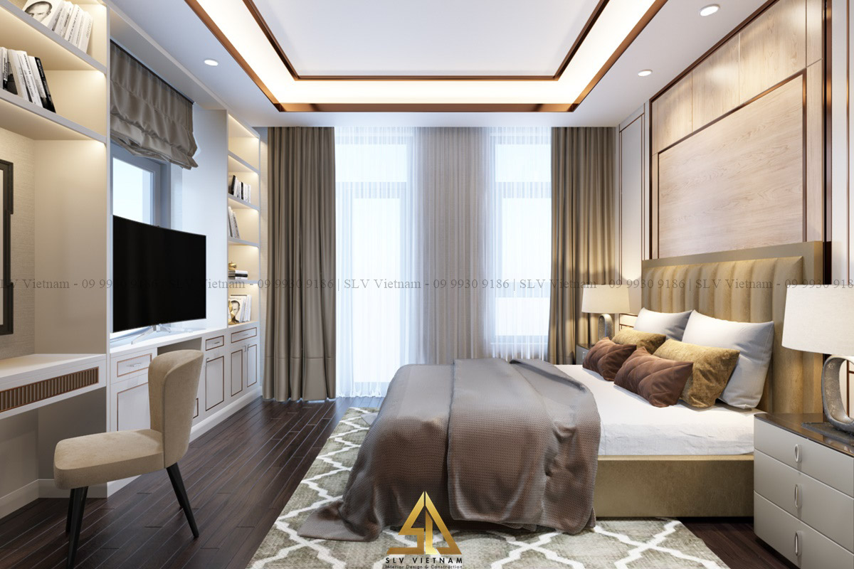 Bố trí tivi hỗ trợ nhu cầu giải trí, thư giãn cực tốt (Dự án của SLV Vietnam)