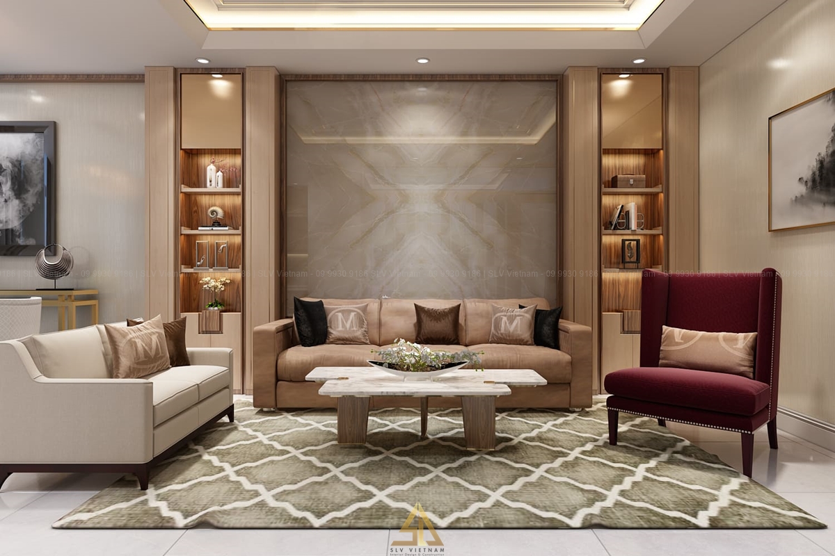 Phòng khách cổ điển kết hợp hiện đại (Nguồn ảnh: SLV Vietnam)