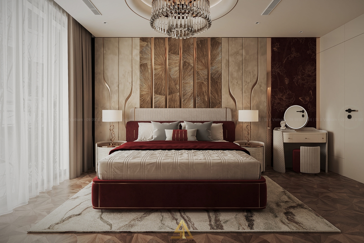 Vách đầu giường thiết kế tinh tế, độc đáo (Nguồn ảnh: SLV Vietnam)