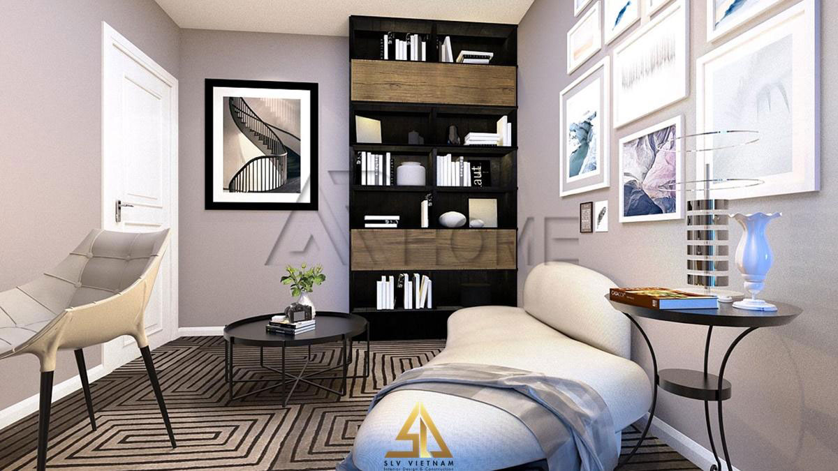 Ghế sofa kiểu dáng độc đáo làm nổi bật không gian phòng đọc sách