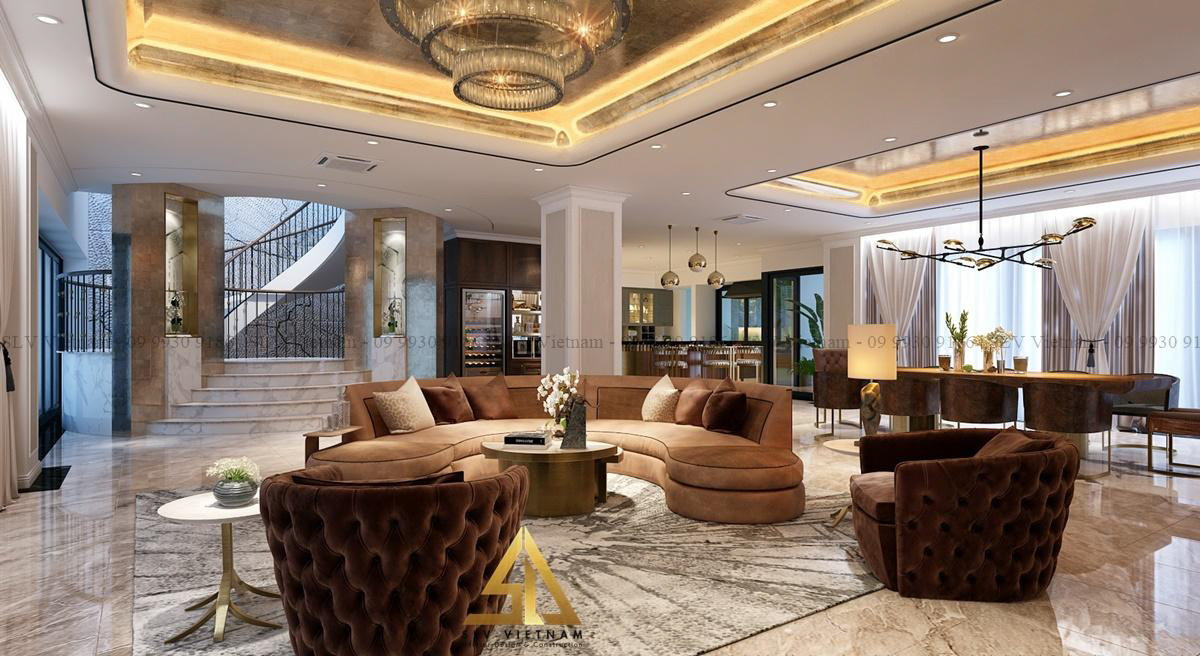 Hệ thống ánh sáng tạo điểm nhấn lung linh cho quầy bar phòng khách (Dự án của SLV Vietnam)