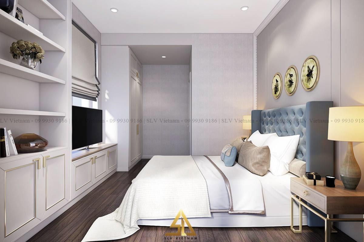 Hệ tủ gỗ tạo không gian lưu trữ đồ cực lớn trong phòng ngủ (Dự án của SLV Vietnam)