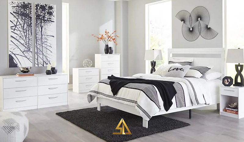 Không gian phòng ngủ hiện đại nổi bật với nội thất trang trí độc đáo