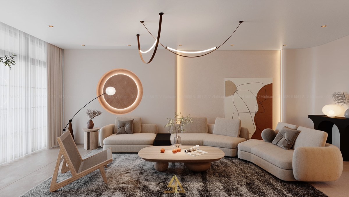 Phòng khách wabi sabi nhã nhặn (Nguồn ảnh: SLV Vietnam)