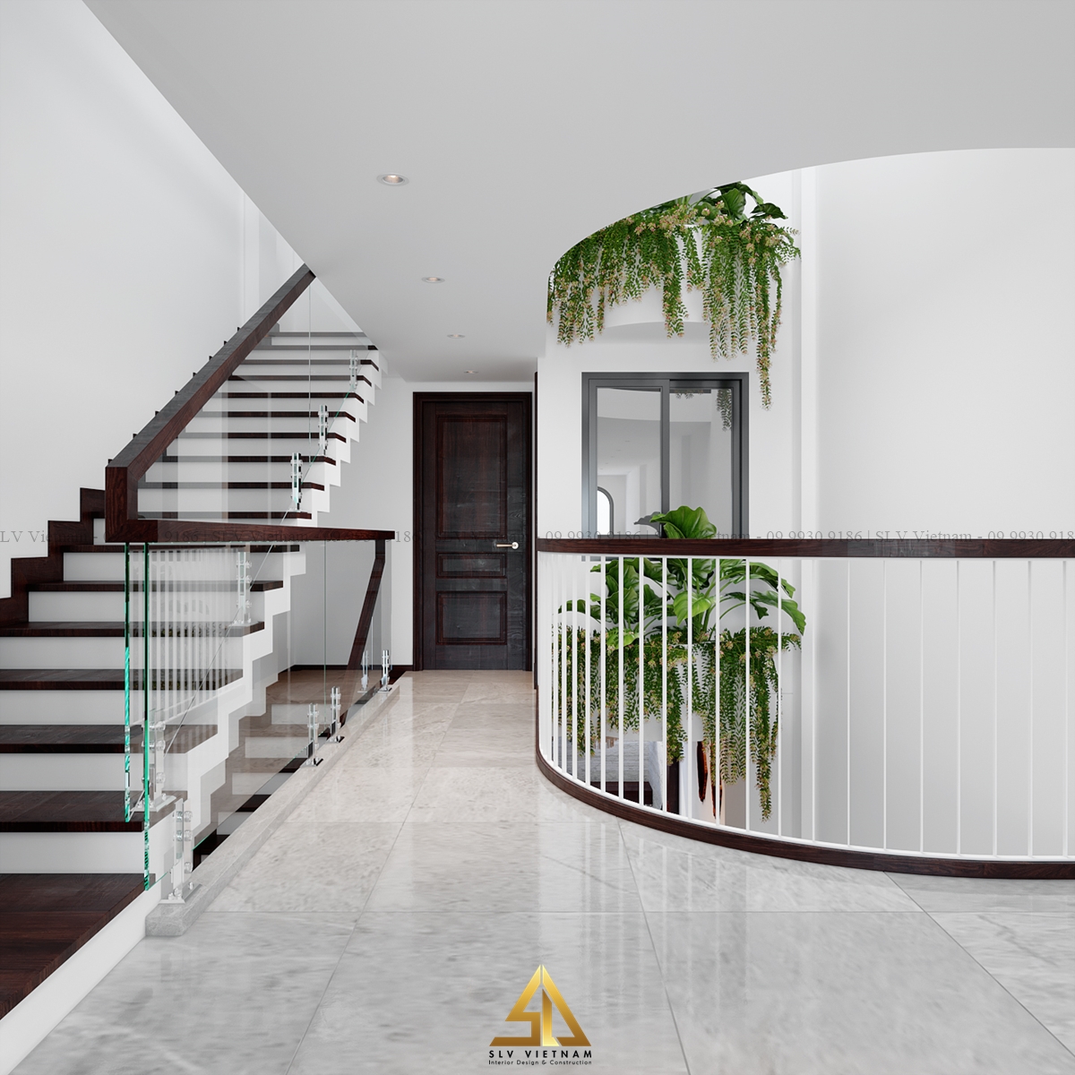 Bậc cầu thang ốp gỗ tự nhiên cao cấp