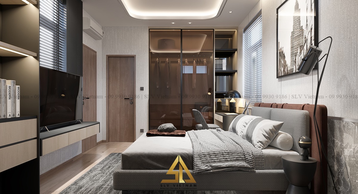 Bố trí ánh sáng đầy đủ cho phòng ngủ 15m2 đẹp(Dự án của SLV Vietnam)