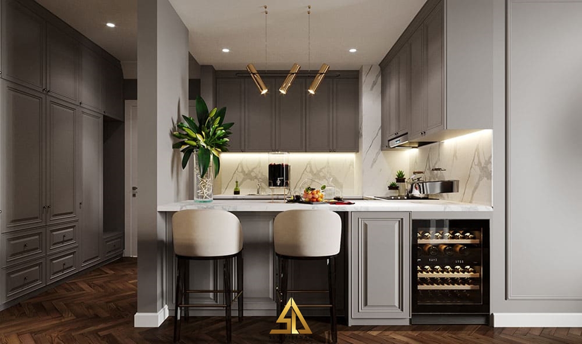 Bố trí cây xanh giúp hài hòa không gian quầy bar
