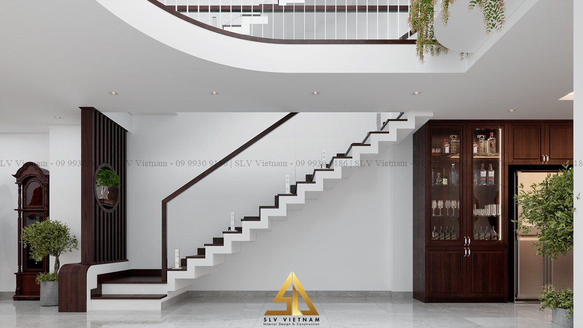 Cầu thang được thiết kế với kích thước tiêu chuẩn