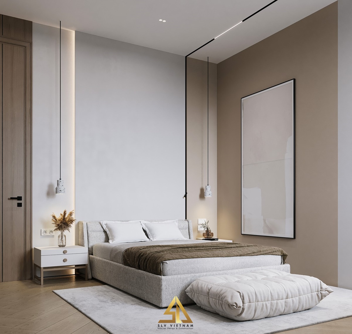 Đèn ngủ đối xứng tạo ấn tượng cho phòng ngủ (Nguồn ảnh: sưu tầm)