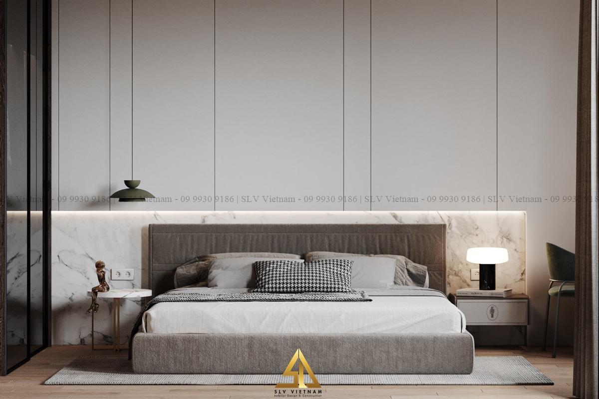 Đèn ngủ cho phòng ngủ 16m2 thiết kế hình dáng tối giản (Nguồn ảnh: SLV Vietnam)