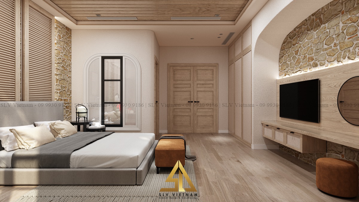 Điểm nhấn đơn giản từ tường đá lạ mắt, thu hút (Dự án của SLV Vietnam)