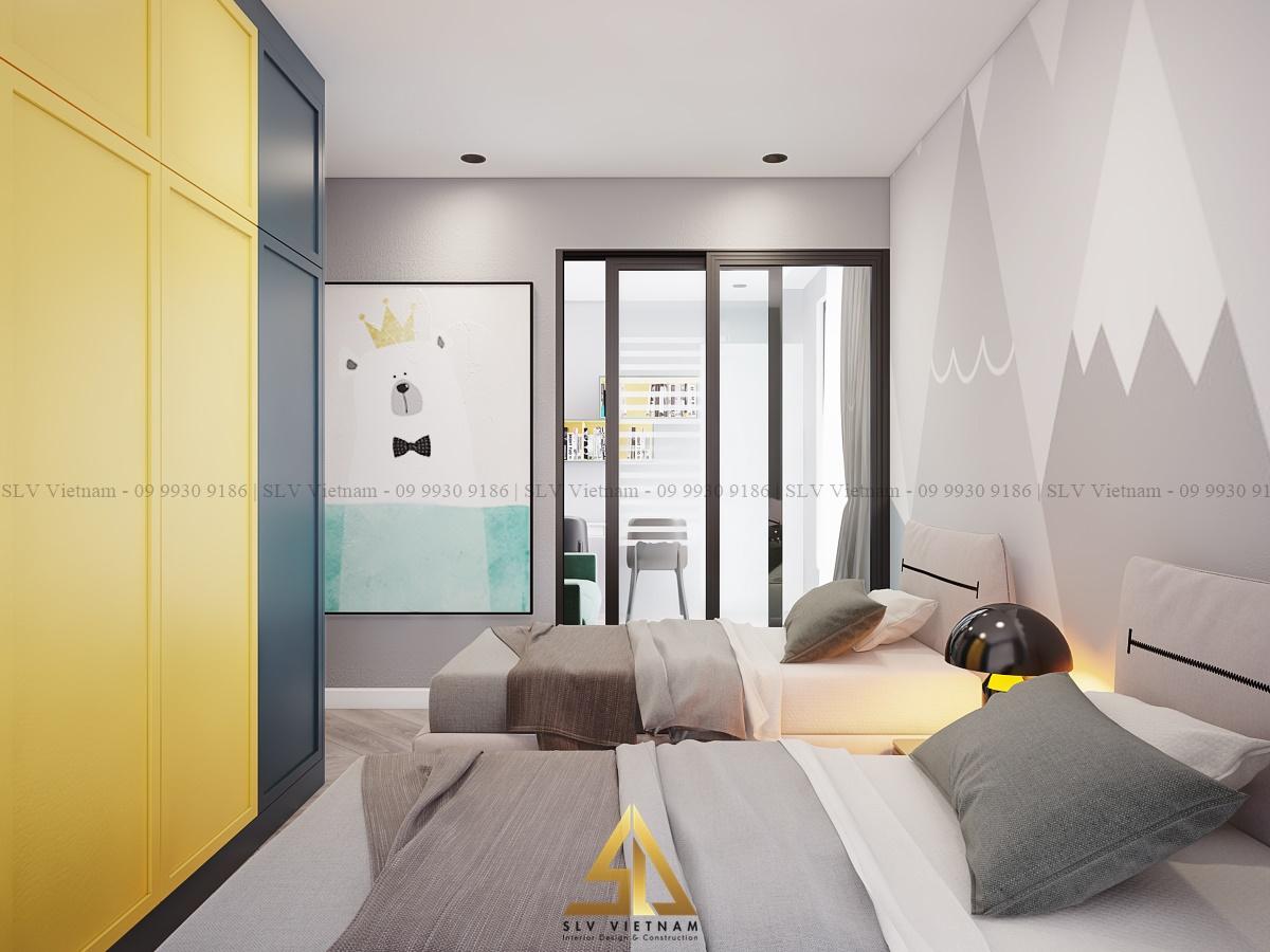 Giường đôi trẻ em với hình dạng độc đáo và màu sắc sinh động (Dự án của SLV Vietnam)