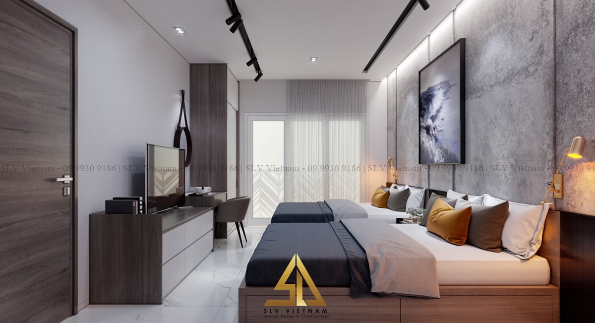 Giường đôi trẻ em xinh xắn với gam màu ấm áp (Dự án của SLV Vietnam)