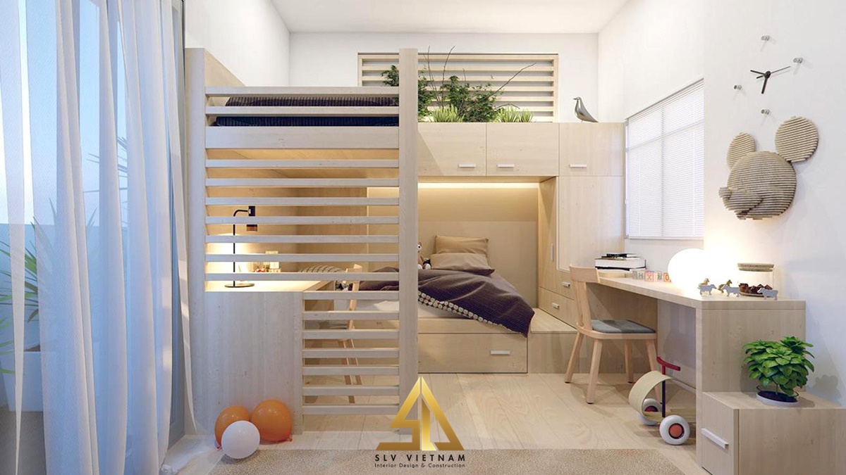 Giường tầng trẻ em với hệ thống đệm nệm êm ái và thoải mái (Nguồn ảnh: sưu tầm)