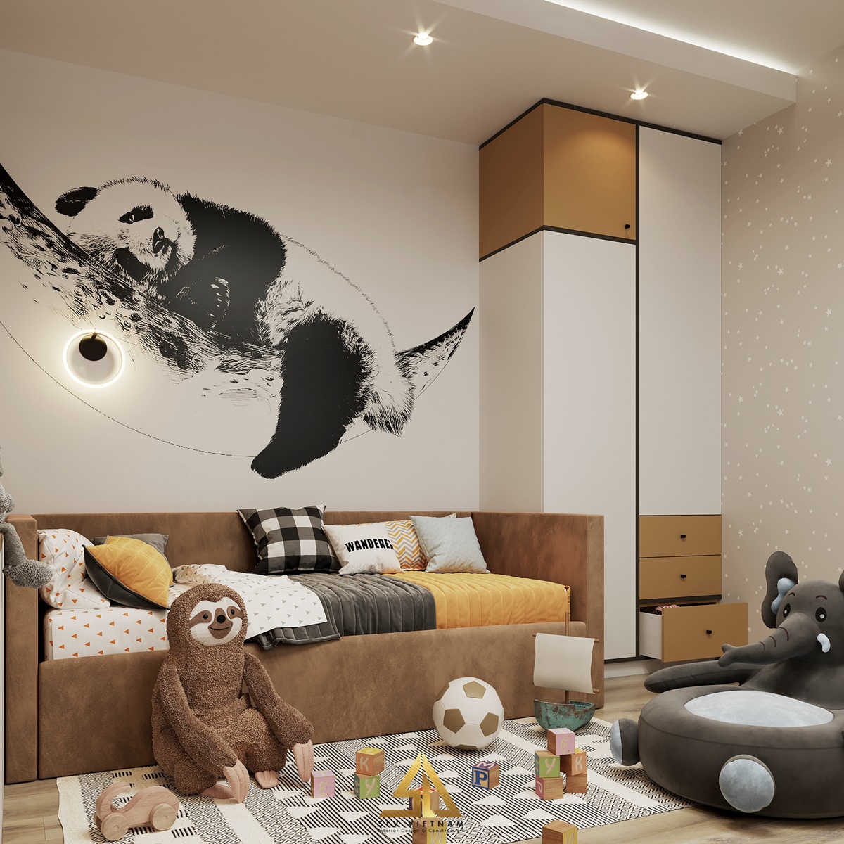 Góc vui chơi thú vị trong phòng ngủ 16m2(Nguồn ảnh: sưu tầm)