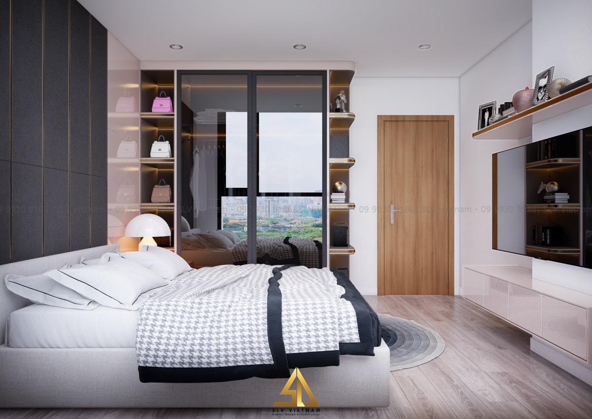 Không gian phòng ngủ 12m2 được thiết kế hợp lý (Dự án của SLV Vietnam)
