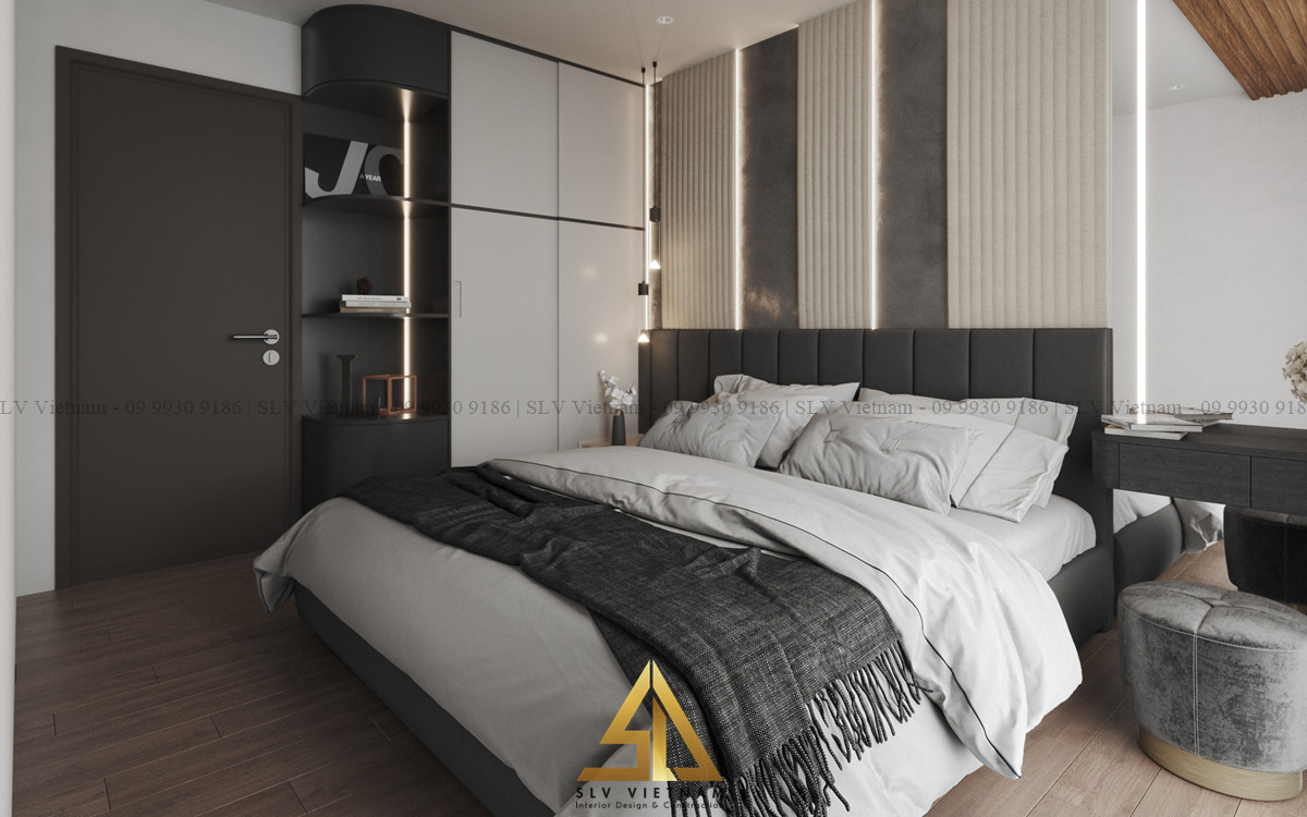 thiết kế phòng ngủ 15m2 không gian rộng lớn cho vợ chồng (Dự án của SLV Vietnam)