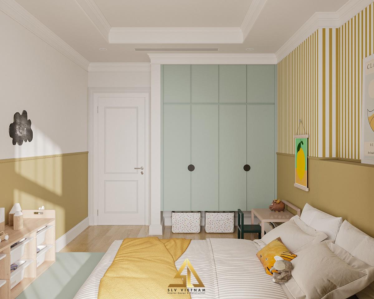 Kích thích sáng tạo của bé bằng màu sắc bắt mắc cho phòng ngủ 16m2(Nguồn ảnh: sưu tầm)