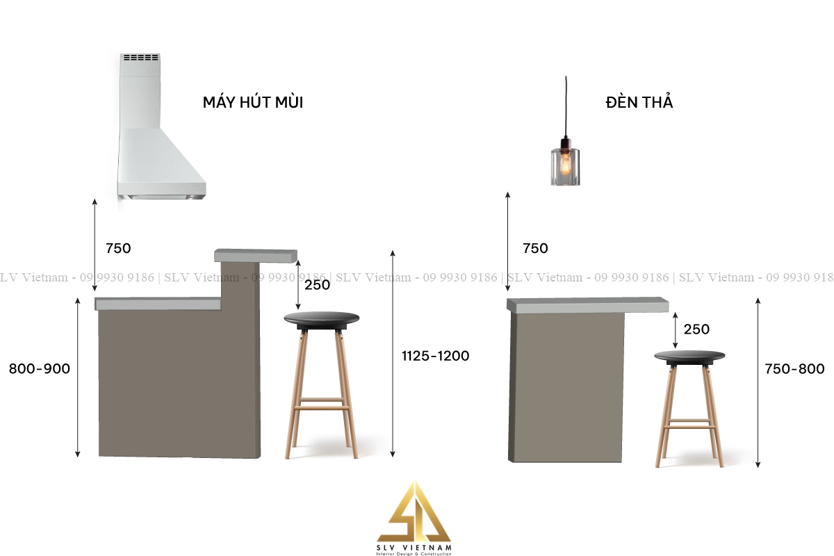 Kích thước tiêu chuẩn cho thiết kế quầy bar gia đình